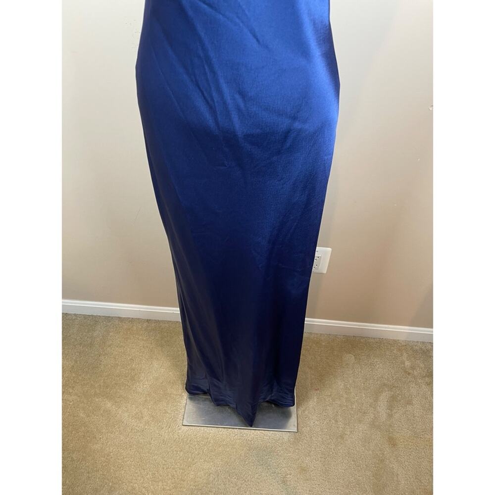 ALICE + OLIVIA Montana Azure Blue Strappy Tie Back Satin Maxi Dress Size 10 - Picture 6 of 9